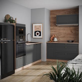 Vicco Cucina Fame-line, Oro-antracite Rustico/rovere Dorato, 340 Cm, Pl Antracite, Vicco