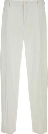 Dolce & Gabbana Stretch Katoenen Broek - Heren - Chinos - Wit - L - Katoen - Broeken