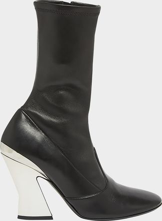 Givenchy Leather Metallic Sculpted-Heel Ankle Booties