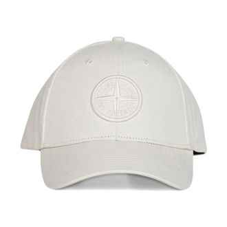 Stone Island Accessoires, Heren, Beige, ONE Size, Katoen, Geborduurde Kompas Logo Baseballpet