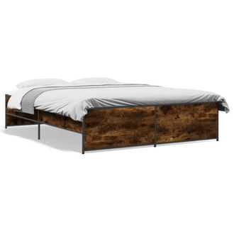Berkfield Home Bed Frame without Mattress Smoked Oak 140x200 cm in Brown