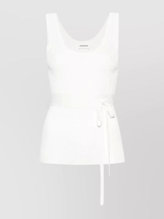 Parosh sleeveless knit top waist tie detail