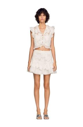 Sandro Short guipure skirt in White at Nordstrom, Size 40 Eu