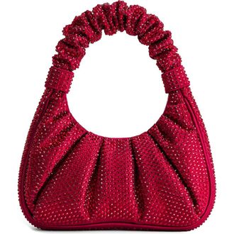 JW PEI Gabbi Rhinestone Ruched Hobo in Red at Nordstrom Rack