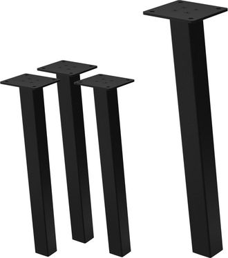 ML Design Set 4x patas de mesa 42 cm inclinadas de acero 4x4 cm negro brillante
