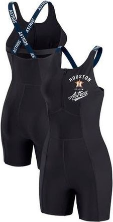 WEAR by Erin Andrews Womens WEAR by Erin Andrews Black Houston Astros Bodycon Quarter-Zip Romper at Nordstrom, Size X-Large