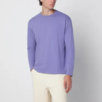 Auralee Purple long-sleeved cotton and cashmere sweater