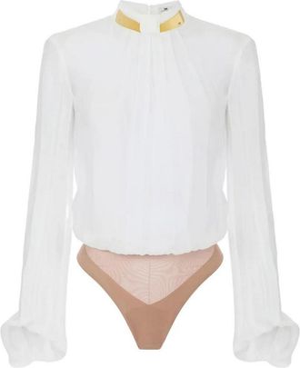 Elisabetta Franchi Ivory Bodysuit Shirt
