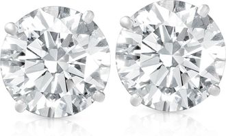 Pompeii3 4 Ct TW Round Moissanite Studs 14k White Gold