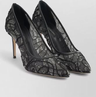 Casadei lace overlay pointed toe stiletto pumps