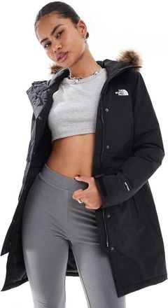 The North Face Womens Zaneck faux fur hooded insulated parka in black - Size X-Small