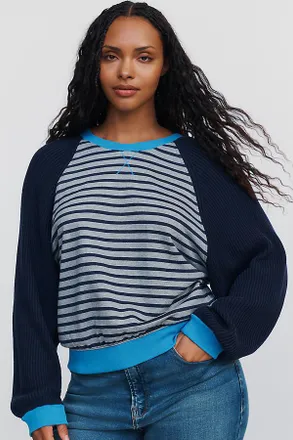 Pilcro Niki Long Sleeve Bubble Sweatshirt
