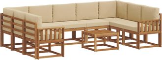 vidaXL Conjunto De Sof&aacute;s De Exterior 10 Uds. Natural Y Beige Vidaxl