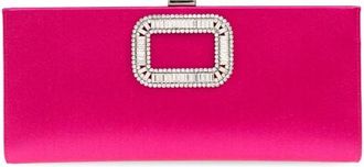 Roger Vivier Satin Pilgrim Clutch - Dames - Clutches - Roze - ONE Size - Satijn - Tassen