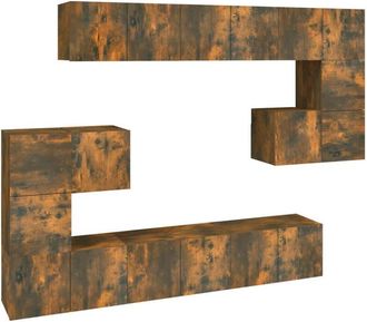 vidaXL 10 Piece TV Cabinet Set Smoked Oak Engineered Wood vidaXL