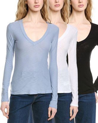 James Perse 3Pk Relaxed V-Neck T-Shirt