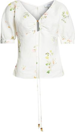 Reiss Quinny Floral Linen Blend Top in Ivory at Nordstrom, Size 10 Us