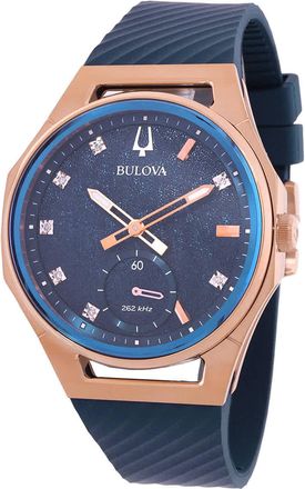 Bulova Curv Quartz Diamond Blue Dial Ladies Watch 97P174