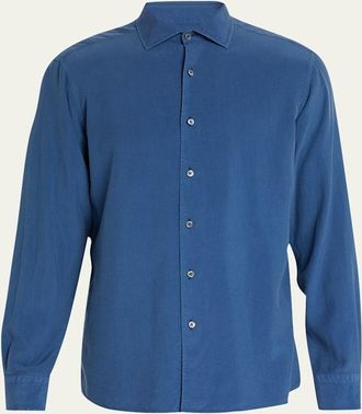 Ermenegildo Zegna Mens Washed Silk Sport Shirt