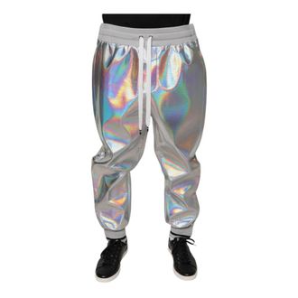 Dolce & Gabbana Broeken, Heren, Grijs, L, Iridescent Logo Jogger Trainingsbroeken