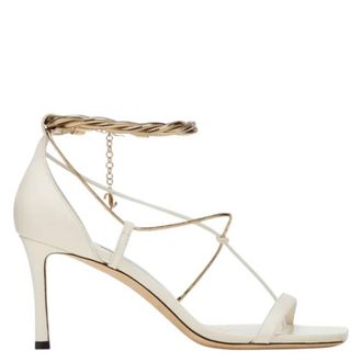 Jimmy Choo London Oriana 75 Gold Chains Nappa Sandals, Brand Size 39.5 ( US Size 9.5 )
