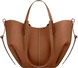 Generic Womens Large Capacity Leather Hand-held Wing Bag, Pleated Underarm Tote, Casual And Shoulder(Camel)