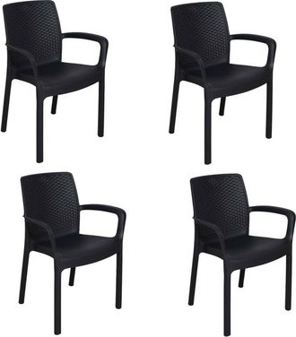 Dmora Dmora Sedia da esterno Viterbo, Seduta da giardino, Sedia per tavolo da pranzo, Poltrona outdoor effetto rattan, 100 % Made in Italy, Set da 4, Cm