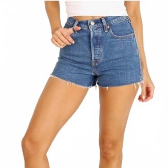 Levi's Ribcage Straight Leg Shorts In Blue