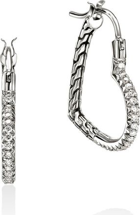 John Hardy Essentials Heart Pav&eacute; Hoop Earrings in Silver at Nordstrom