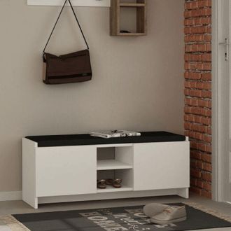 OEM Zapatero Zulla Blanco Con Puertas Y Coj&iacute;n
