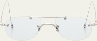 Thom Browne Mens Rimless Titanium Aviator Eyeglasses
