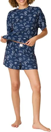 PJ Salvage Bonjour Babe 2-Piece Pajamas in Deep Navy at Nordstrom, Size X-Small