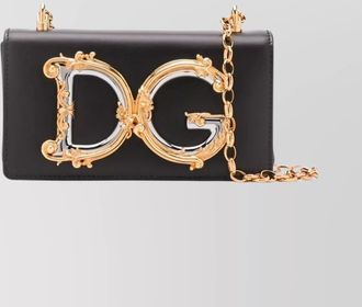 Dolce & Gabbana girls leather shoulder bag with chain-link strap