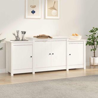 vidaXL Vidaxl - Aparador De Madera Maciza De Pino Blanco 164x37x68 Cm