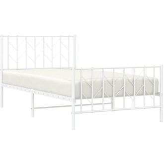 vidaXL Estructura Cama Sin Colch&oacute;n Con Estribo Metal Blanco 100x200 Cm Vidaxl