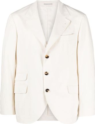 Brunello Cucinelli single-breasted blazer - men - Cupro/Cashmere/Cotton/Spandex/Elastane - 50 - Neutrals
