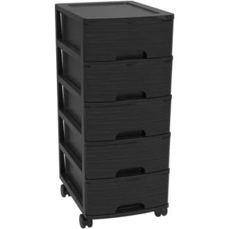 Eda Eda-plastique Mueble De Almacenamiento Con Ruedas 5 Cajones Negro