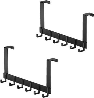 OEM 2 Piezas, 6 Ganchos Para Puerta, Perchero De Puerta, Perchero, Perchero De Pared, Perchero De Puerta Para Toallas Y Ropa, Negro