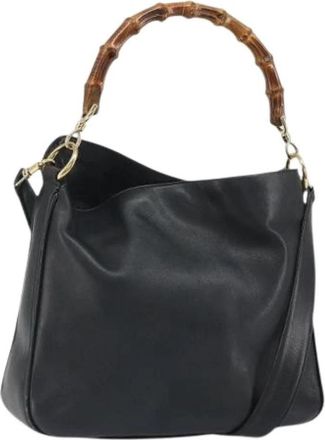 Gucci Pre-owned Leather Handbag - Dames - Vintage Handtas - Zwart - ONE Size - Leer - Vintage