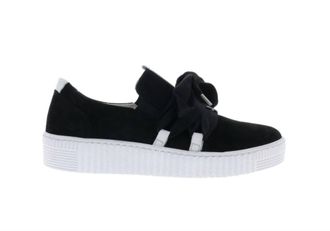 Gabor Womens Slip On Trainer Sneaker In Soft Nubuk/cervo Schwarz/weiss(Ice)