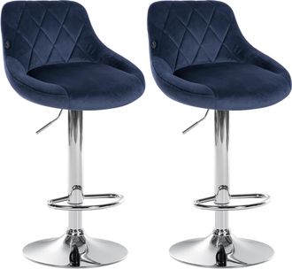 Clp Clp - Set De 2 Taburetes Lazio En Terciopelo Azul Cromado