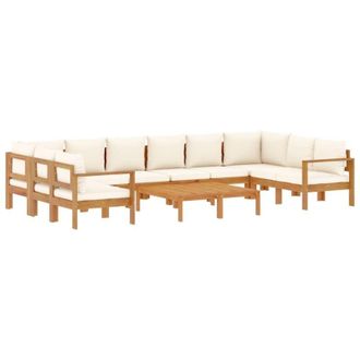 vidaXL Set De Sof&aacute;s De Jard&iacute;n Con Cojines 8 Pzas Madera Maciza Acacia