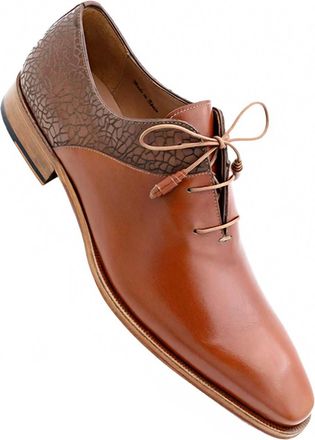 Mezlan Mens Calf-Laser Print Wholecut Lace Up Shoes In Camel Brown