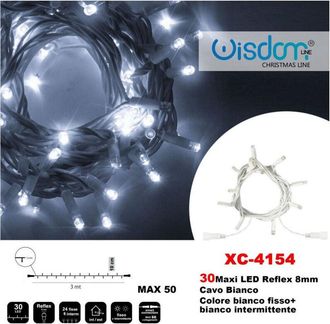 Trade Shop Trade Shop - Catena Luminosa 30 Luci Led Blanco Blanco Blanco Blanco Blanco Luz + Intermittent Bianco Xc-4154