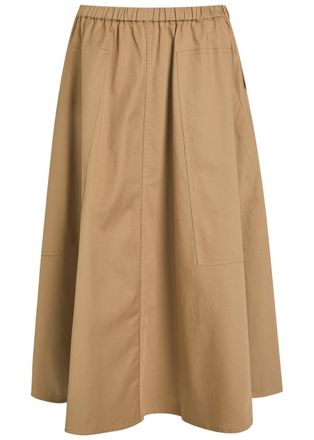 Vince Stretch-cotton Poplin Midi Skirt - Beige - XL (UK16 / XL)