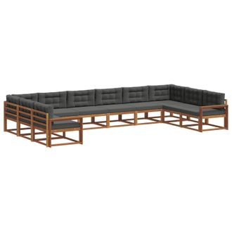 vidaXL Conjunto De Sof&aacute;s De Exterior 10 Uds. Natural Y Antracita Vidaxl
