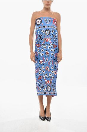 Tory Burch Floral Patterned Silk Strapless Dress size 38