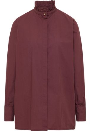 Mustang Langarmbluse MUSTANG Style Elisa CO blouse, Damen, Gr. 44, rot (rot 3242), Twill, 100% Baumwolle, unifarben, weit, Blusen Langarmbluse