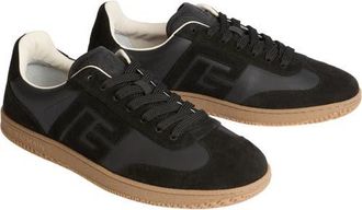 Balmain Swan suede and smooth leather trainers in Black at Nordstrom, Size 39