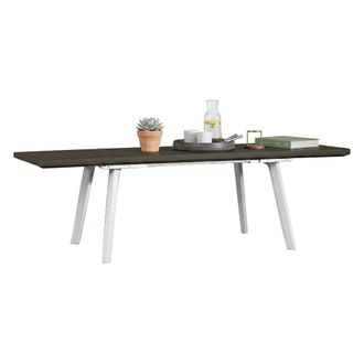 Dmora Mesa De Jard&iacute;n Penticton, Base De Picnic, Mesa De Comedor De Jard&iacute;n, Banco Multiusos Para Exterior, 162x101 H77 Cm, Blanco Y Gris Oscuro - Dmora